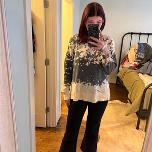 Bleached Effect Pullover Sweatshirt in Black & Cream size M